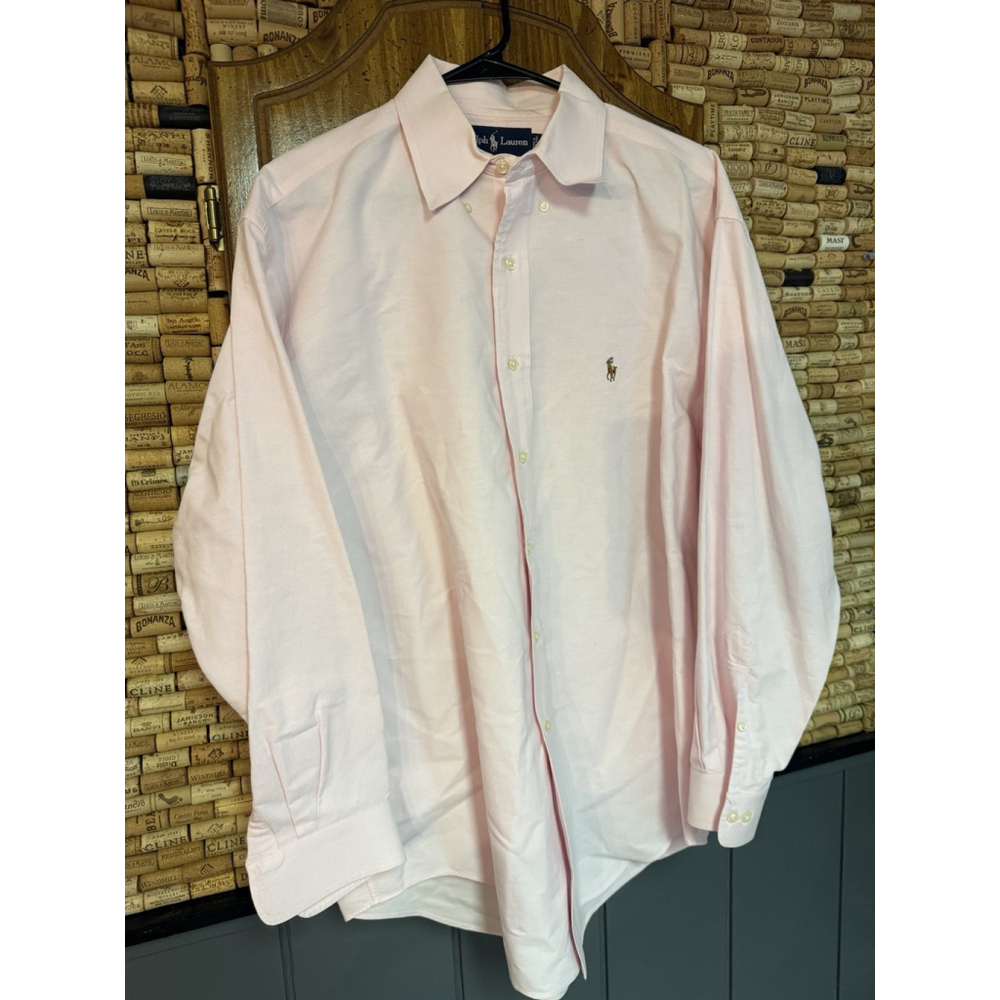 Ralph Lauren Yarmouth Oxford Shirt Mens 16.5 32/33 Pink Classic Fit Flesh Pony